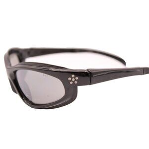 Chinook Womens Safety Sunglasses Black Frame Mirrored Lenses Rhinestone Sides